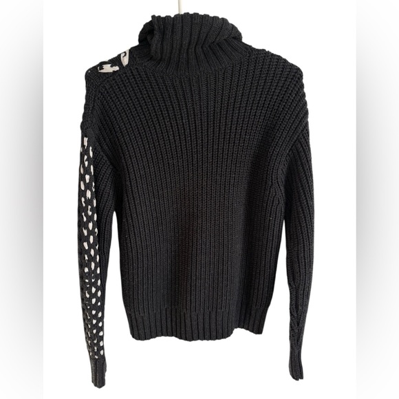 Jason Wu Whipstitched Cable-knit Merino Wool Turtleneck Sweater, Size Small - Picture 3 of 5